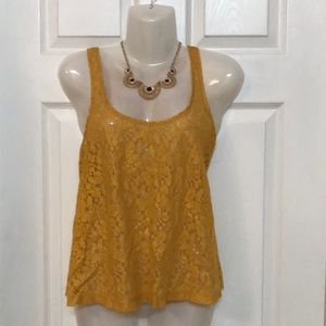 Gold sheer lace blouse